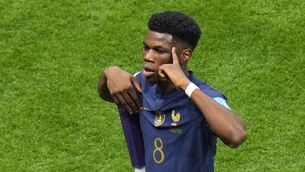 <p>MISSED TRAINING: France's Aurelien Tchouameni celebrates after scoring his side's opening goal during the World Cup quarter-final against England, at the Al Bayt Stadium in Al Khor, Qatar. Pic: AP Photo/Hassan Ammar</p>