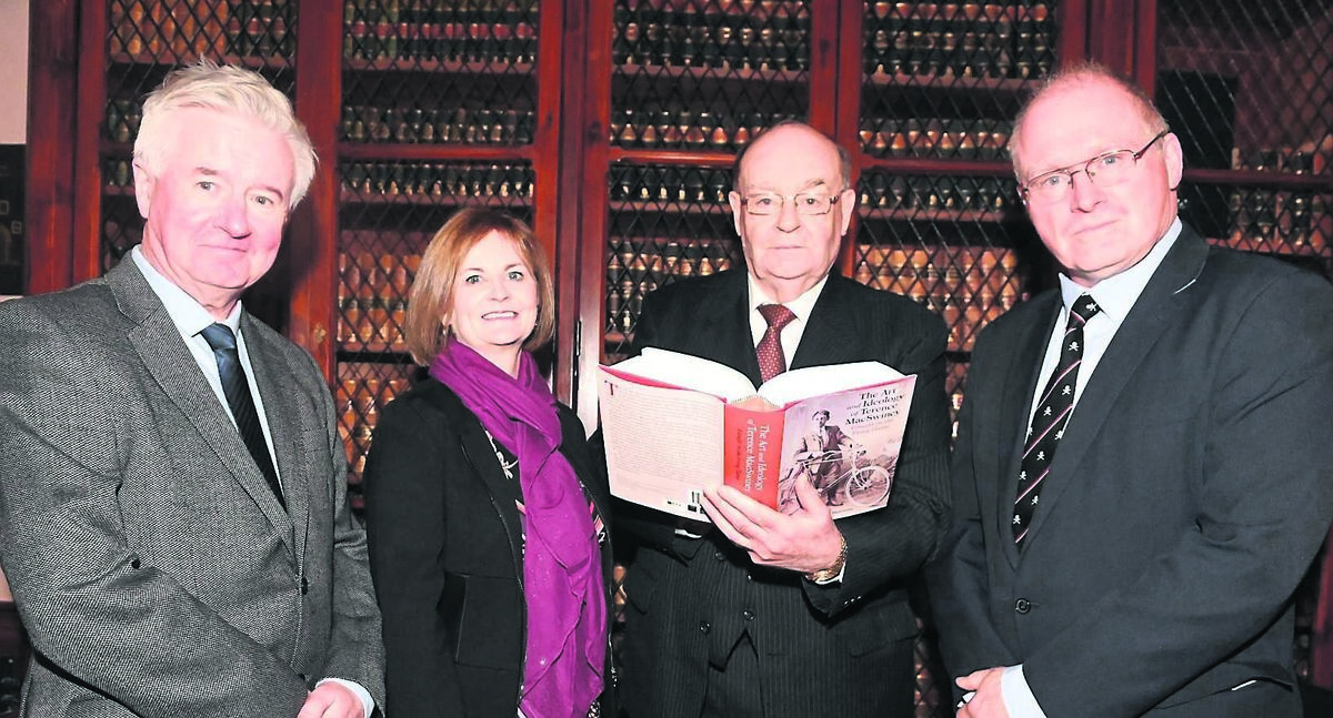 Seán Ó Coileáin (second right) Emeritus Professor of Modern Irish, UCC, who launched ‘The Art and Ideology of Terence MacSwiney: Caught in the living flame’ edited by from left, Neil Buttimer, Fiona Brennan, and Gabriel Doherty. Picture: Eddie O’Hare
                    