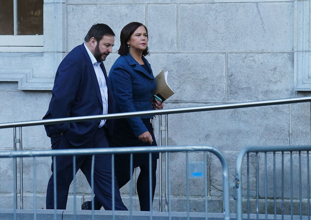 Sinn Fein leader Mary Lou McDonald (right) at Leinster House. Picture: Brian Lawless/PA Wire