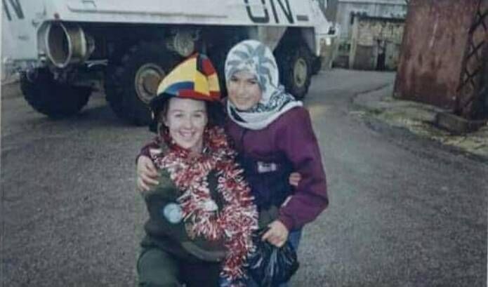 Michelle Dunne in festive spirits during a tour of Lebanon. Michelle Dunne in festive spirits during a tour of Lebanon.