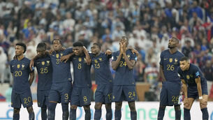 <p>France players stand together. Pic: AP Photo/Martin Meissner</p>