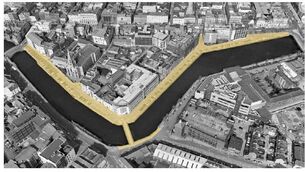 <p>An aerial visualisation of the proposed Morrison's Island flood defence project in Cork. The Supreme Court has rejected Save Cork City's appeal against the development. Picture: Cork City Council</p>