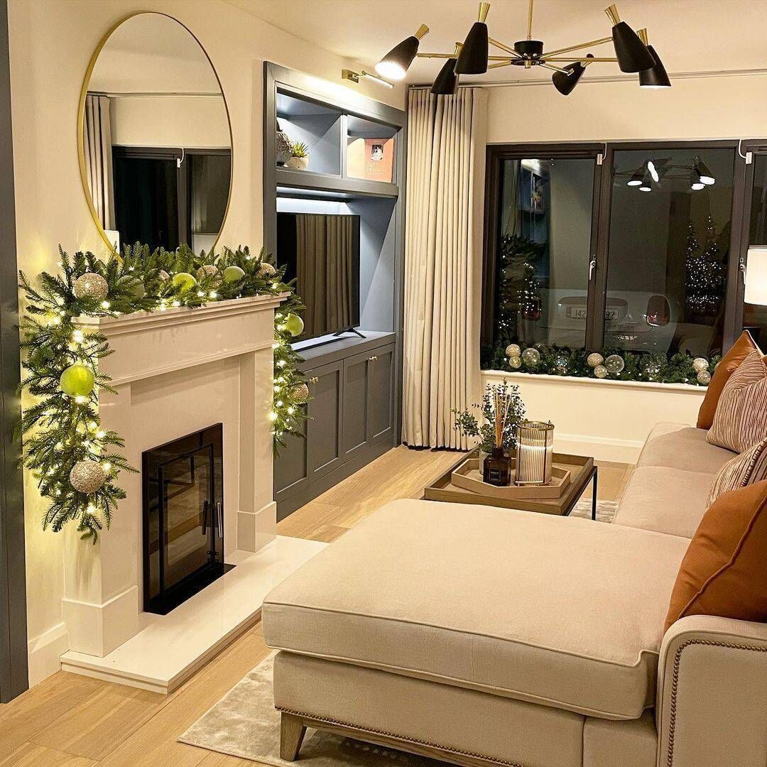 Vogue Williams' living space, decorated for Christmas in 2021. Picture: Vogue Williams, Instagram