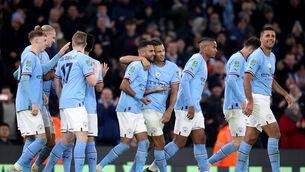 <p>SAINTS ELSEWHERE: Manchester City booked their place in the Carabao Cup quarter-finals with a pulsating victory over Liverpool (Isaac Parkin/PA)</p>