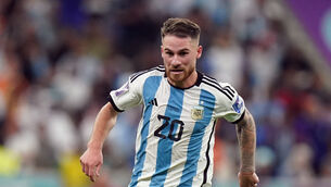 Brighton’s Alexis Mac Allister in action for Argentina at the World Cup (Adam Davy/PA).
