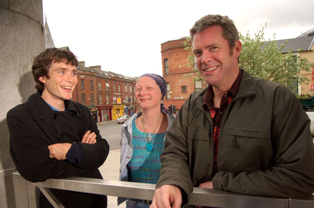 Cillian Murphy with Corcadorca Artistic Director Pat Kiernan and Company Manager Fin O'Flynn in Cork. Picture: Michael Mac Sweeney/Provision
