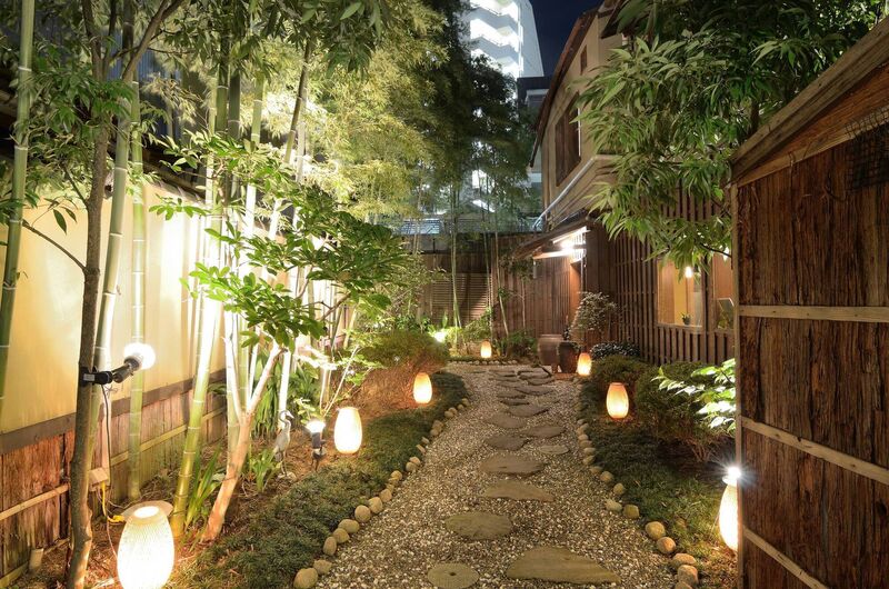 Japanese-style lit gravel walkway Japanese-style lit gravel walkway