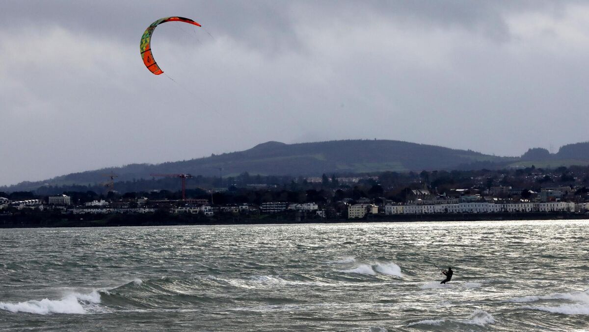 Kite surfers make the most of windy conditions at  Sandymount in Dublin. Picture: Sasko Lazarov/RollingNews.ie