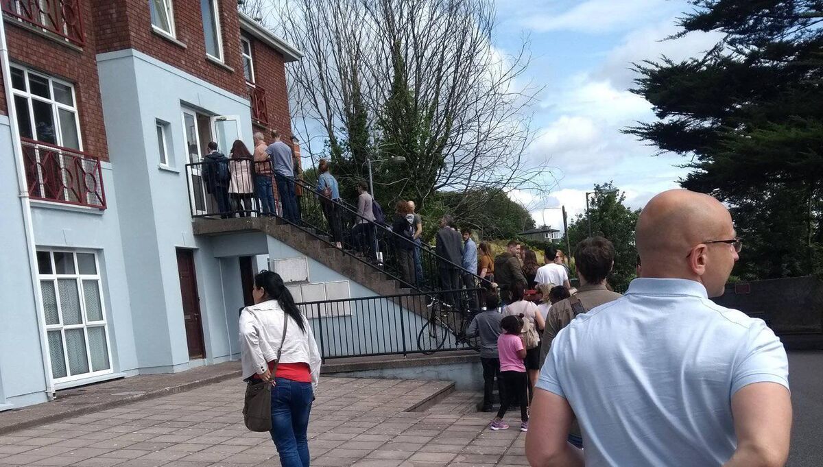 People queuing to view a rental property on the Lee Road. Pic: Tom Redmond People queuing to view a rental property on the Lee Road. Pic: Tom Redmond