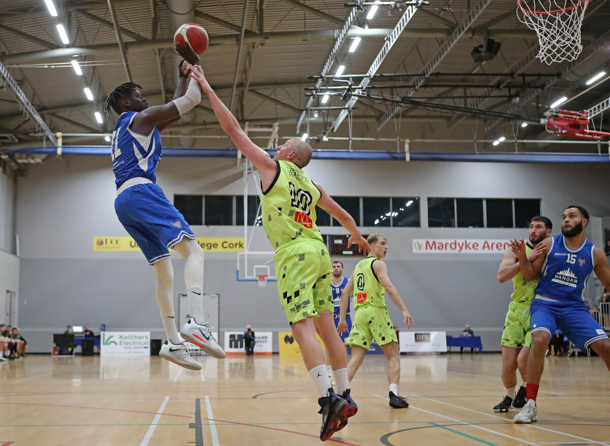 CHECK: Kieran Donaghy looks to block the fallaway jumper from UCC Demons' Tala Fam Thiam at the Mardyke Arena. CHECK: Kieran Donaghy looks to block the fallaway jumper from UCC Demons' Tala Fam Thiam at the Mardyke Arena.