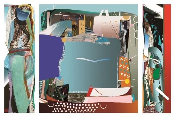 Matthew Lanyon’s ’Altarpiece Triptych’ is a new work in laminated glass, which will be shown for the first time at Uillinn’s West meets West exhibition.