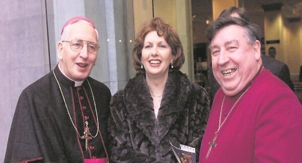 Archbishop of Dublin Desmond Connell with President Mary McAleese and Church of Ireland Archbishop of Dublin Walton Empey in 2000, both of whom he criticised. Picture: Marc O’Sullivan