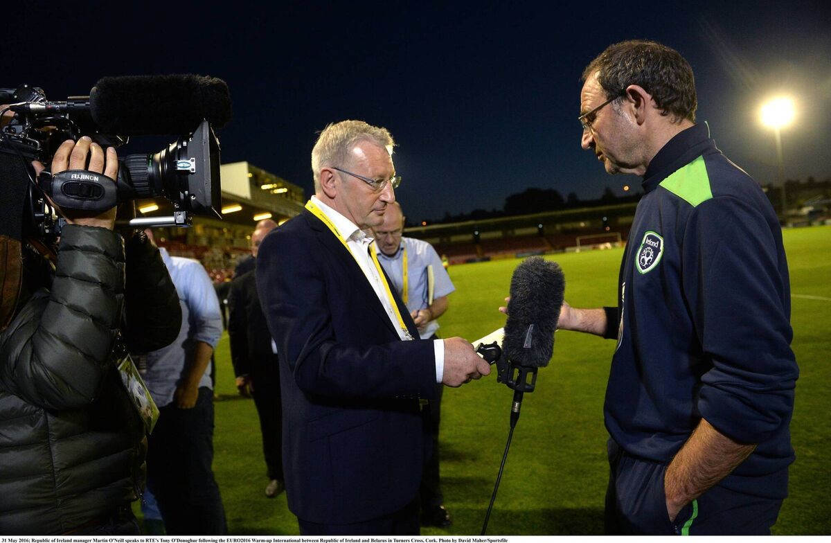 IN FOCUS: Martin O'Neill speaks to RTE's Tony O'Donoghue. Picture David Maher/Sportsfile