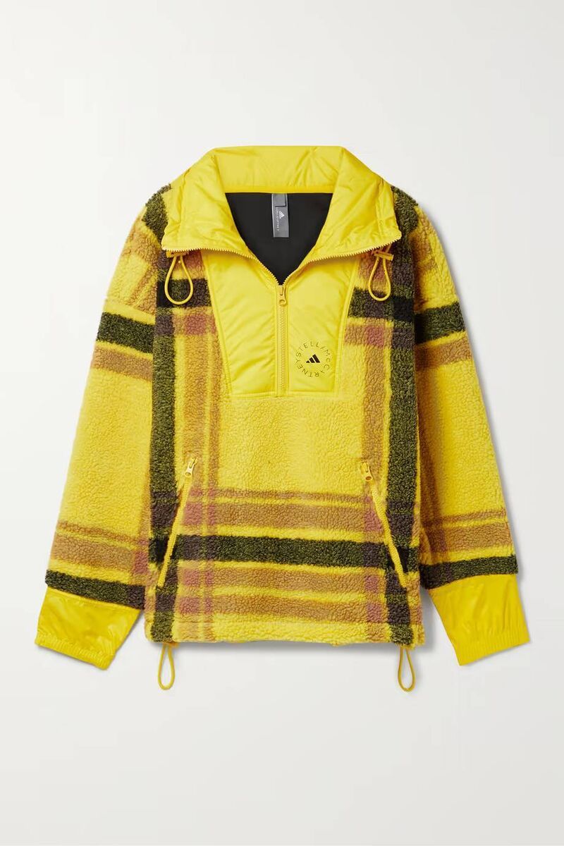 adidas by Stella McCartney recycled shell-trimmed checked fleece jacket, Net-a-Porter, €240 adidas by Stella McCartney recycled shell-trimmed checked fleece jacket, Net-a-Porter, €240