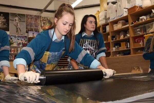 Students hard at work on their project.