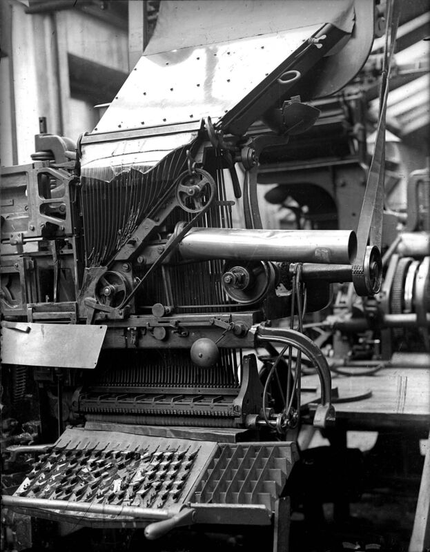 As the National Army advanced on Cork City, anti-Treaty forces blew up infrastructure such as railway lines, and wrecked the Linotype machines of 'The Cork Examiner' (above) before retreating. Irish Examiner Archive