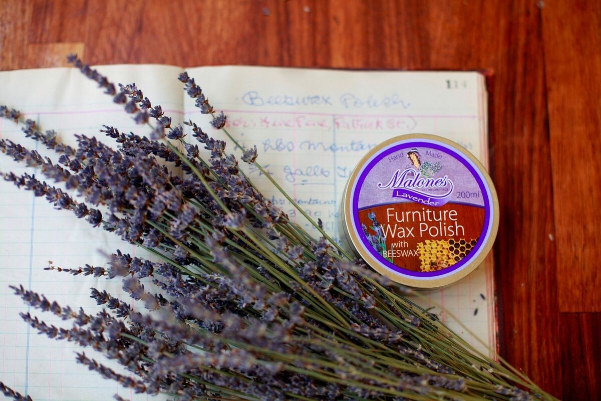 Solvents and silicones dull most furniture. Try Malones traditional polish in Damask Rose, Beeswax or Lavender; 100% Irish and biodegradable; 7.99 a tin, Tesco. Solvents and silicones dull most furniture. Try Malones traditional polish in Damask Rose, Beeswax or Lavender; 100% Irish and biodegradable; 7.99 a tin, Tesco.