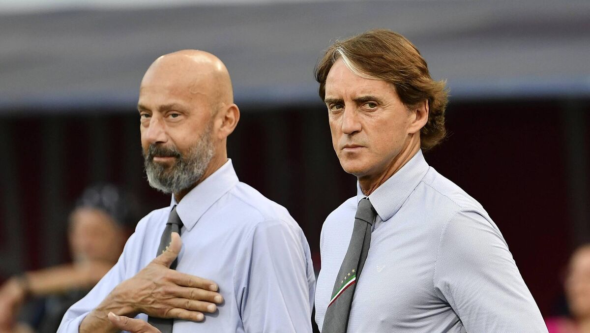 THE GOAL TWINS: Roberto Mancini and Vialli.  Picture: Isabella Bonotto/Anadolu Agency via Getty Images