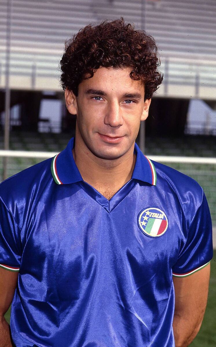 YOUTH AND YOUNG MANHOOD: Gianluca Vialli of Italy poses for photo in 1990, Italy. Picture: Alessandro Sabattini/Getty Images