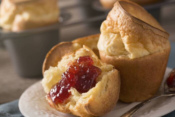 Popovers with strawberry butter