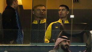 <p>IN ATTENDANCE: Cristiano Ronaldo attends his new teams match against Al Tai on the Saudi League at Marsool Park in Riyadh, Saudi Arabia. Pic: Amr Nabil/AP</p>