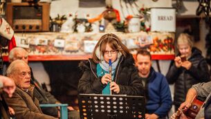 <p class="contextmenu internal_Caption">Kate Bezus from Ukraine plays 'A Mhuire Mháthair' on the tin whistle at the rambling house session hosted by Knockfierna Heritage Society.  Pictures: Brian Arthur</p>