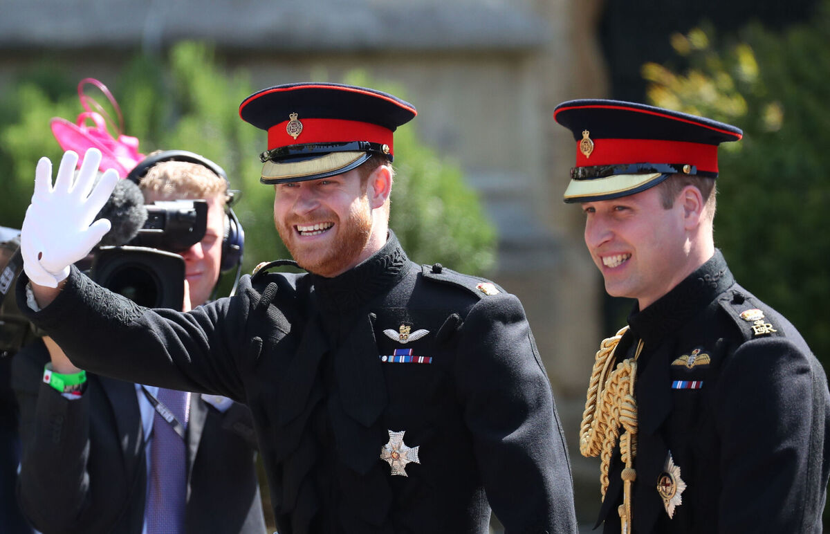 Prince Harry (left) walking with his best man, the then Duke of Cambridge, as he arrives at St George's Chapel at Windsor Castle for his wedding to Megan Markle. Picture: Jane Barlow/PA Wire