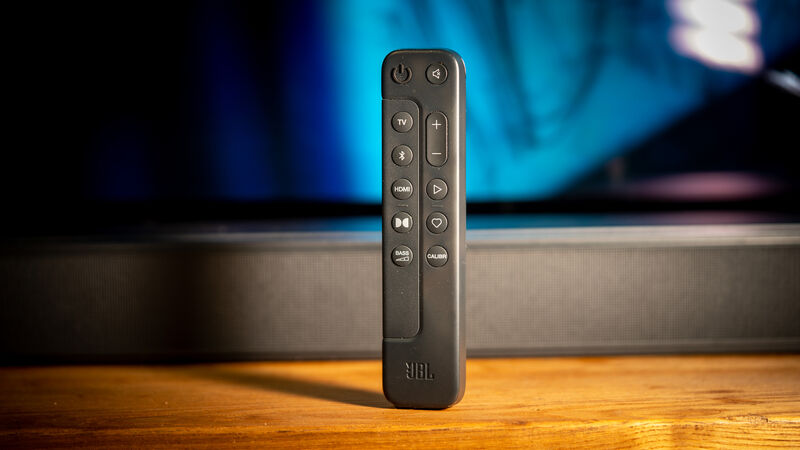 The JBL Bar 500 soundbar comes with a remote control. Picture: Noel Campion.