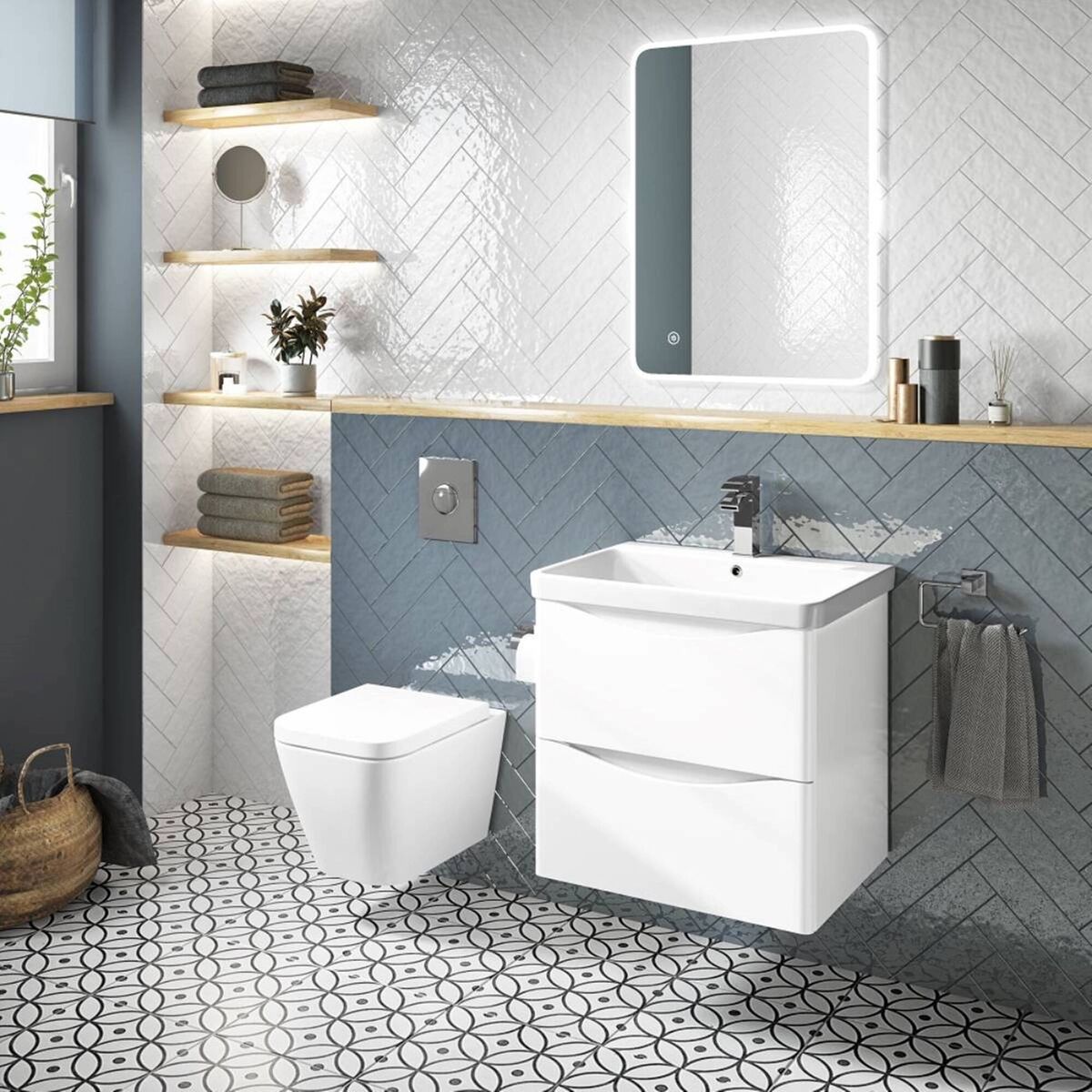 Moods Tilia wall-hung toilet from €305, wall mounted Happi vanity, €475, bathshack.com. Moods Tilia wall-hung toilet from €305, wall mounted Happi vanity, €475, bathshack.com.