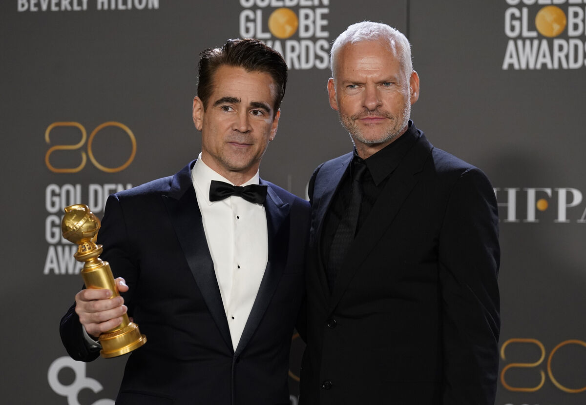 Colin Farrell and Martin McDonagh at the Golden Globes. Picture: Chris Pizzello/Invision/AP