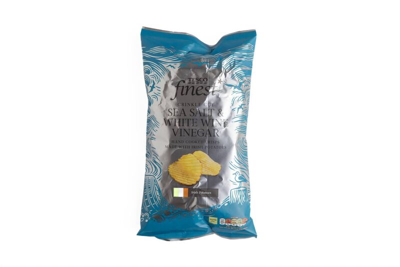 Tesco Finest Crinkle Cut Sea Salt & white wine vinegar crisps Tesco Finest Crinkle Cut Sea Salt & white wine vinegar crisps