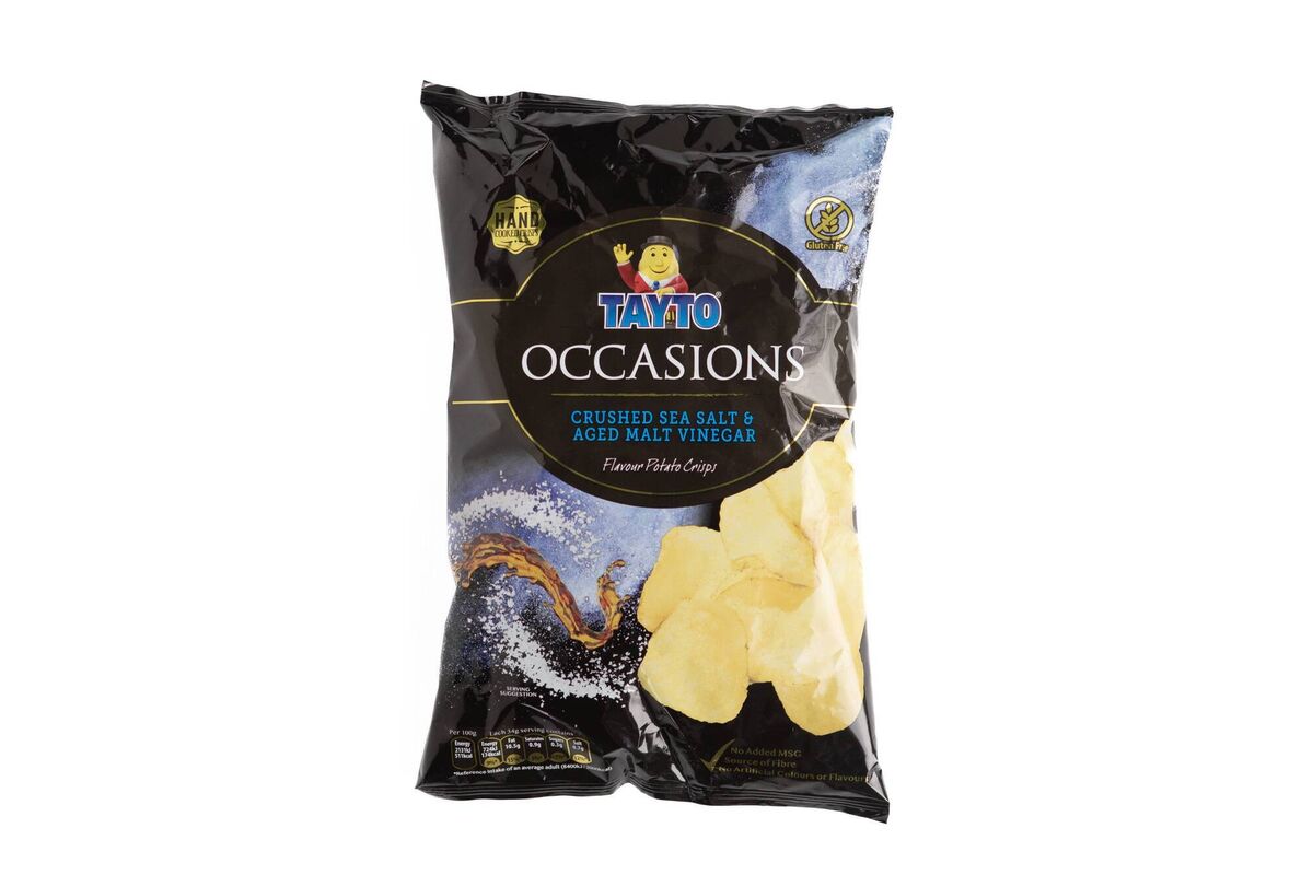 Tayto Occasions Crushed sea salt and aged malt vinegar crisps