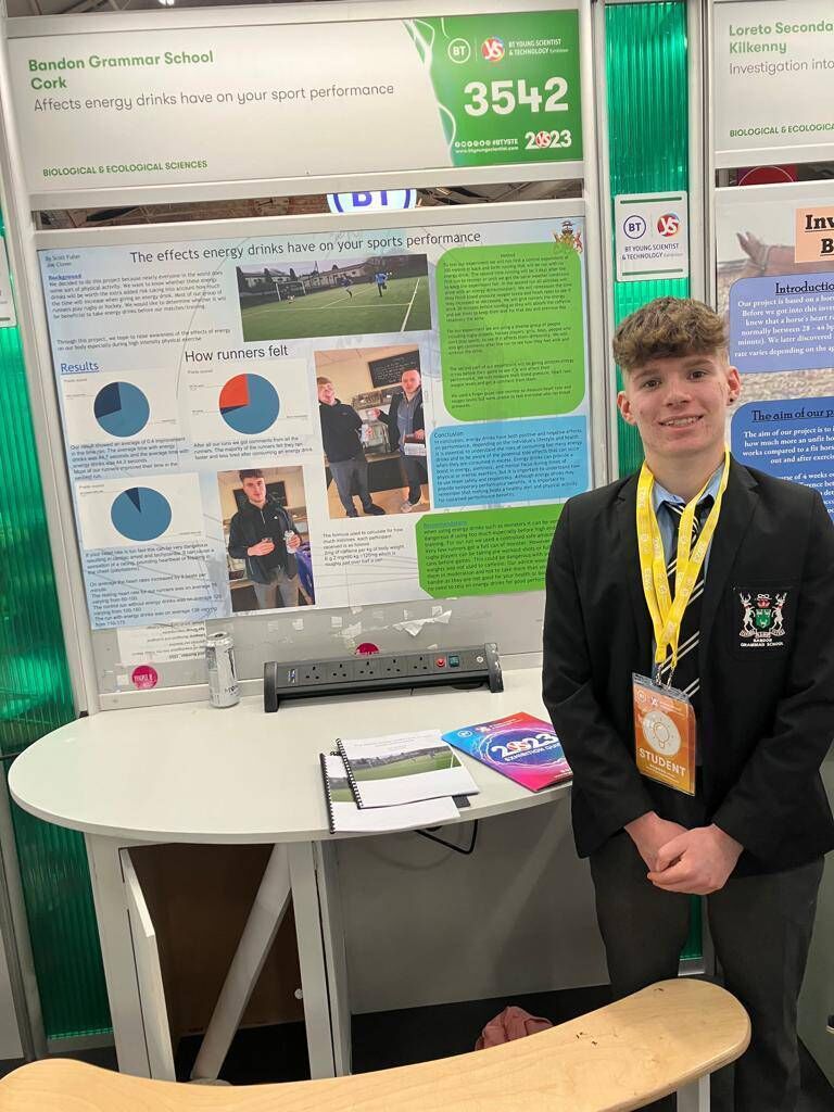 Scott Fuller from Bandon Grammar School at the BT Young Scientist exhibiton. His research focused on the impact of energy drinks on sports performance. It was a mixed bag - but on the whole, he said, the risks associated aren't worth it. Scott Fuller from Bandon Grammar School at the BT Young Scientist exhibiton. His research focused on the impact of energy drinks on sports performance. It was a mixed bag - but on the whole, he said, the risks associated aren't worth it.