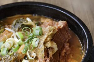 Pork ribs in broth