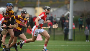 <p>ADVANCING: Ben Walsh (Killeagh) in action on the forward line for Midleton. Pic: Larry Cummins.</p>