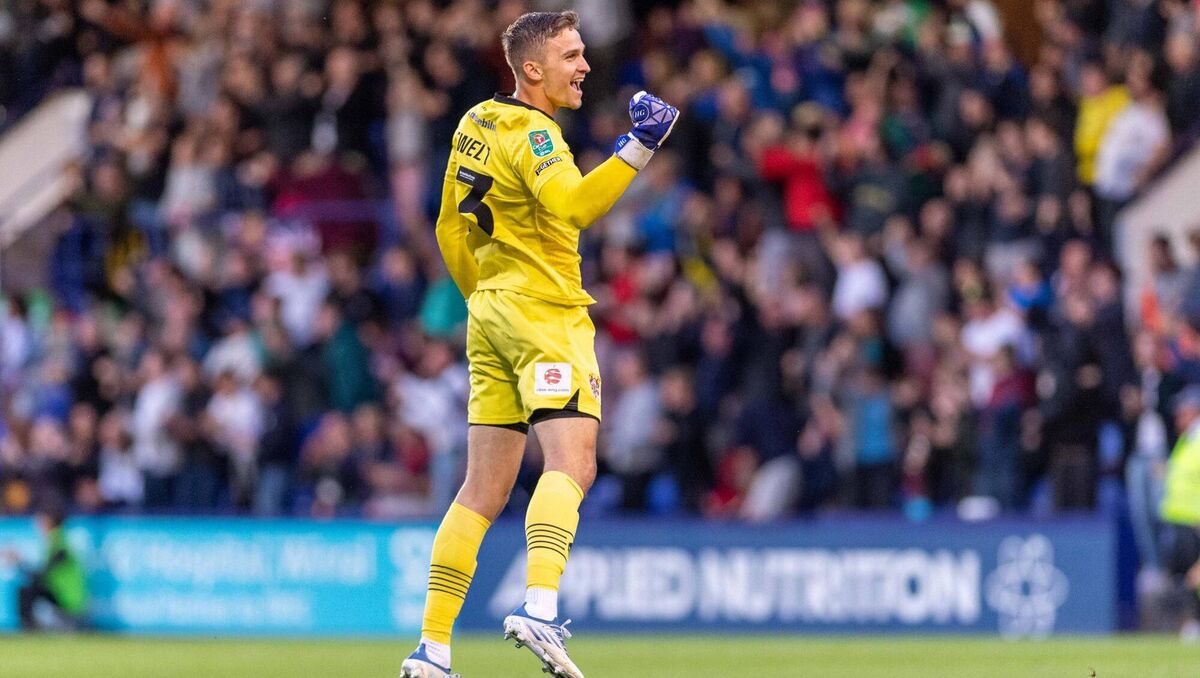 NET GAIN: Mateusz Hewelt celebrates after Tranmere scores the opening goal during the Carabao Cup second round match against Newcastle United. Picture:  Richard Callis/MB Media/Getty Images