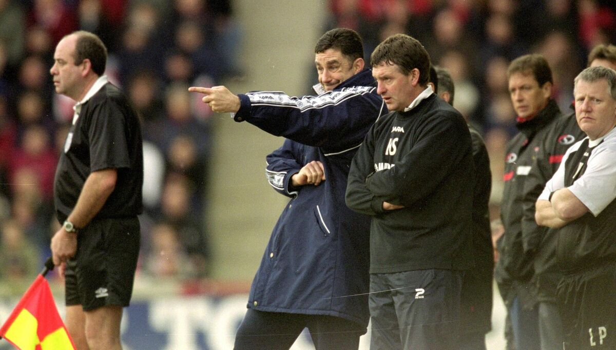 JACK'S LADS:  Tranmere Rovers manager John Aldridge and assistant Kevin Sheedy during their successful stint in charge. Picture: Jamie McDonald /Allsport