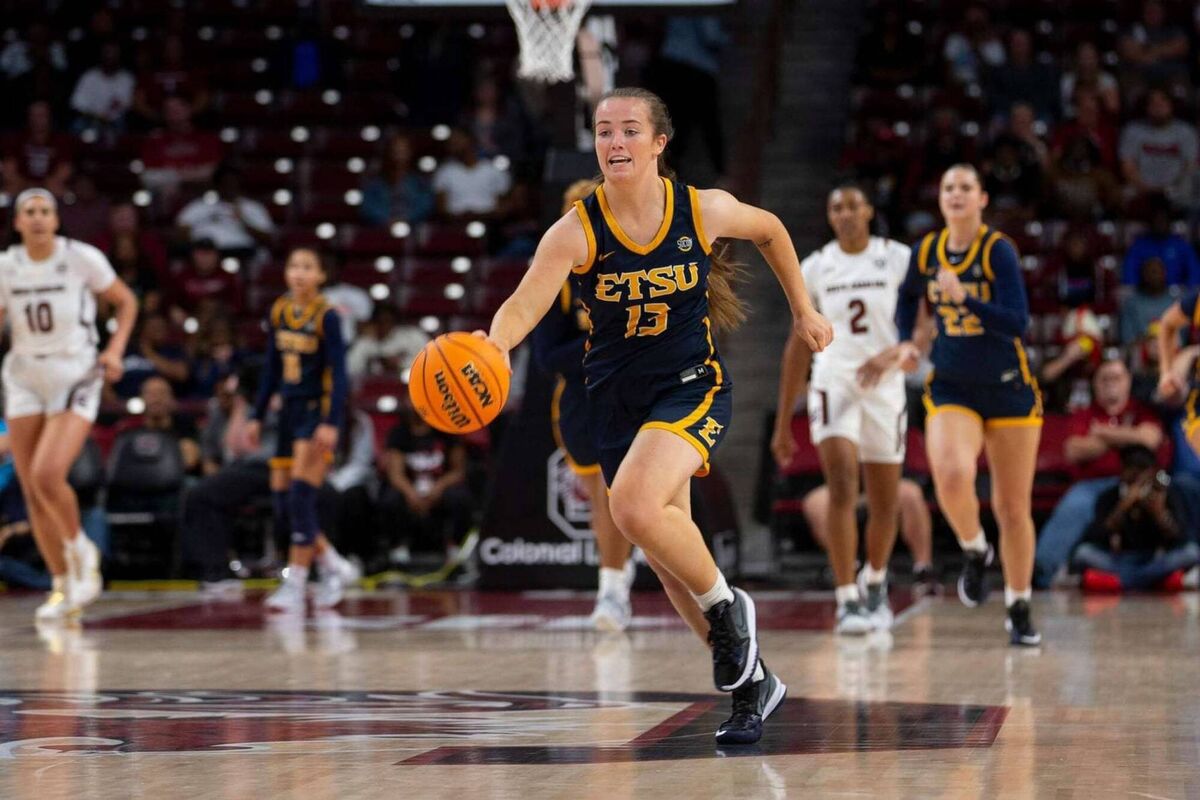 FULL FLIGHT: Paris McCarthy on the court for East Tennessee State University. 