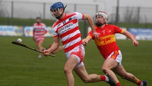 <p>ON THE RUN: Ballygiblin's Shane Beston racing away from Horeswood's Sean Hunt during the AIB All Ireland junior club semi-final. Pic: Eddie O'Hare</p>