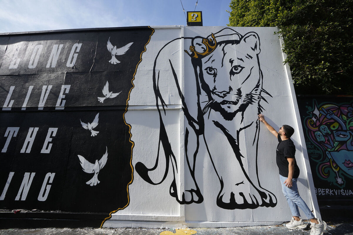 The P-22 mural by artist Corie Mattie, dedicated to the memory of P-22, the celebrated mountain lion who lived in the city and was recently euthanised amid worsening health and injuries likely caused by a car. P-22 became the face of a campaign to build a wildlife crossing over a Los Angeles-area freeway to give big cats, coyotes, deer and other wildlife a safe path to the nearby Santa Monica Mountains, where they have room to roam. Picture: AP Photo/Damian Dovarganes