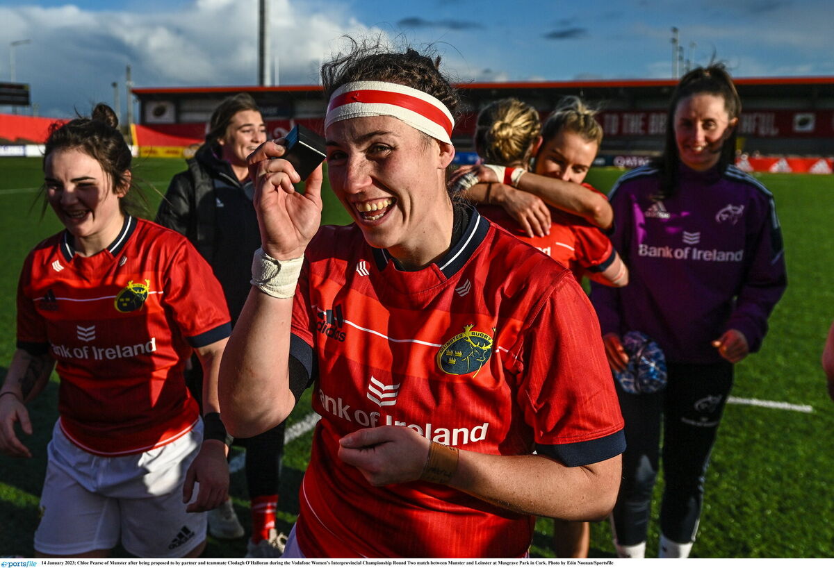 An elated Chloe Pearse after getting engaged. Picture Eóin Noonan/Sportsfile