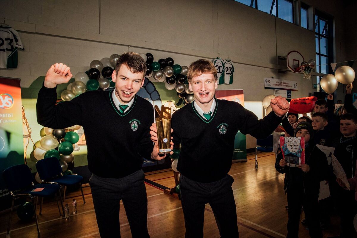Shane O'Connor and Liam Carew, both 19, won the BT Young Scientist award for their project on adolescence: 'Assessing the impact of second-level education on key aspects of adolescents' life and development'. Picture: Brian Arthur Shane O'Connor and Liam Carew, both 19, won the BT Young Scientist award for their project on adolescence: 'Assessing the impact of second-level education on key aspects of adolescents' life and development'. Picture: Brian Arthur