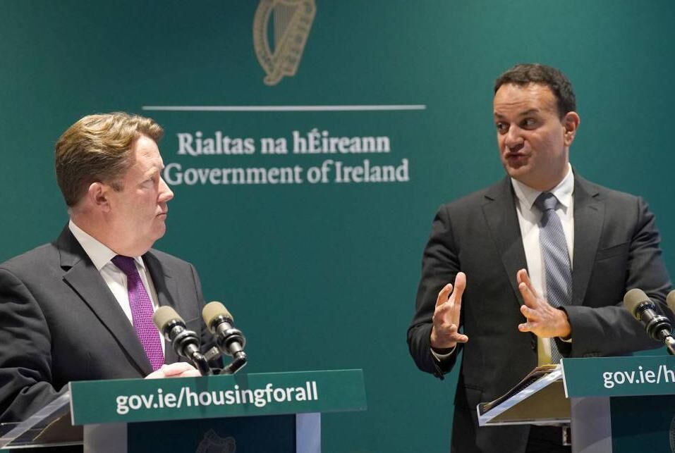 Housing Minister Darragh O’Brien and Taoiseach Leo Varadkar at last week’s housing summit. Critics say Varadkar's intervention in key policy areas could win him all of the credit if things go well, and none of the blame if they don't. Niall Carson/PA Wire Housing Minister Darragh O’Brien and Taoiseach Leo Varadkar at last week’s housing summit. Critics say Varadkar's intervention in key policy areas could win him all of the credit if things go well, and none of the blame if they don't. Niall Carson/PA Wire