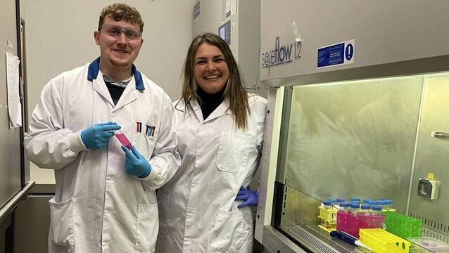<p>PhD student Aaron Nolan and Dr Merve S Zeden from the School of Biological and Chemical Sciences at University of Galway both worked on the research to find a potential new method to treat superbug infections.</p>
