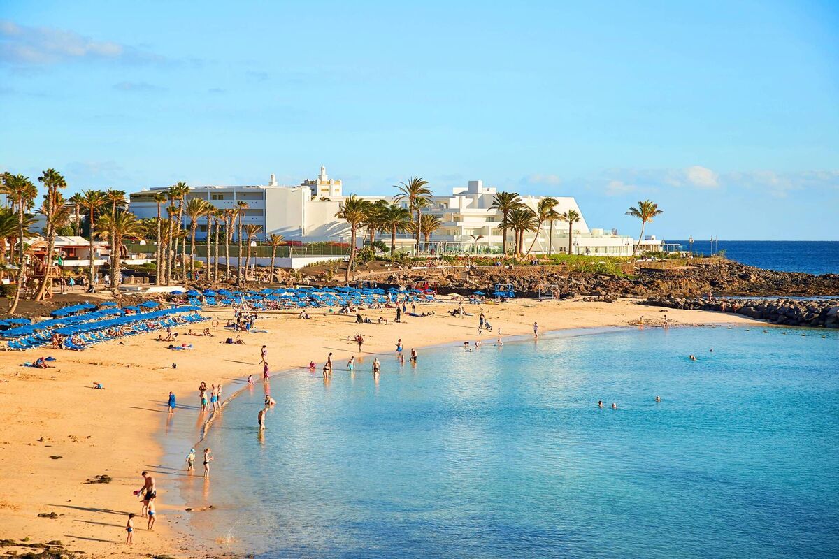 Panoramic view of Playa Blanca, Lanzarote 