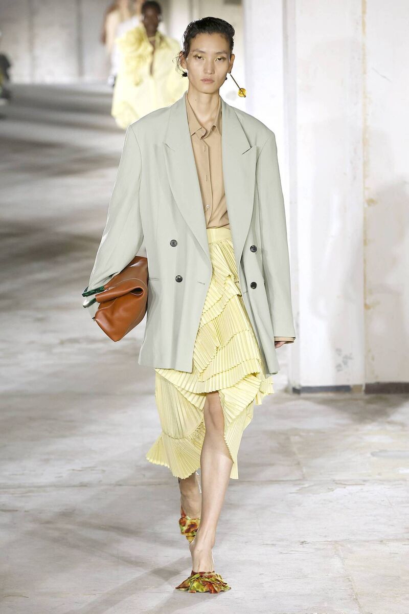 Skirt €895, jacket €995, shirt €435, Dries Van Noten