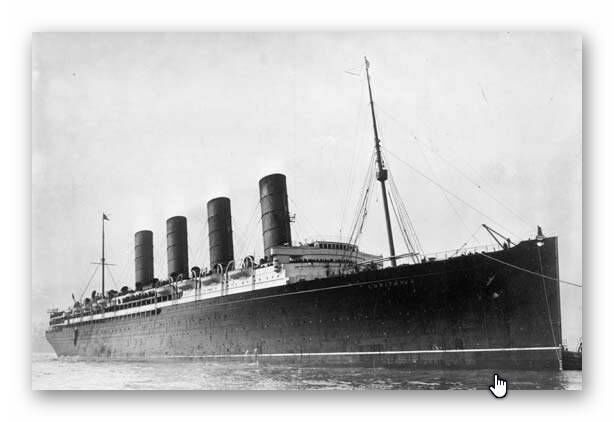 Lusitania cruise liner was torpedoed by a German U-boat in May 2015 