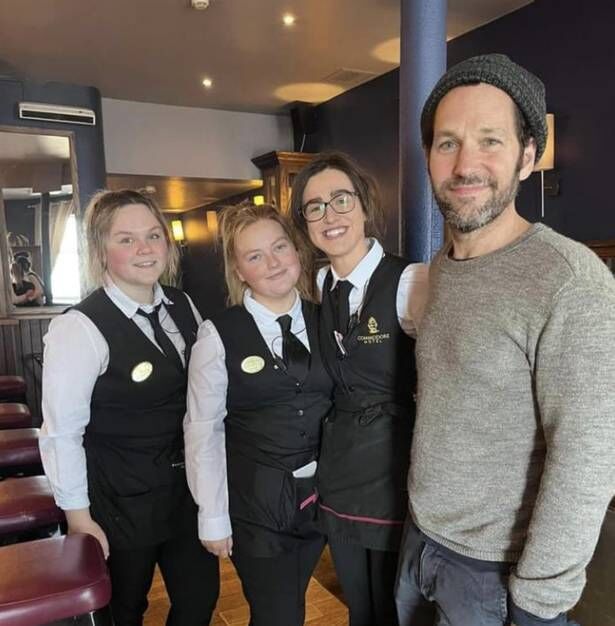 Hollywood actor and Marvel legend Paul Rudd pictured with staff at the Commodore Hotel