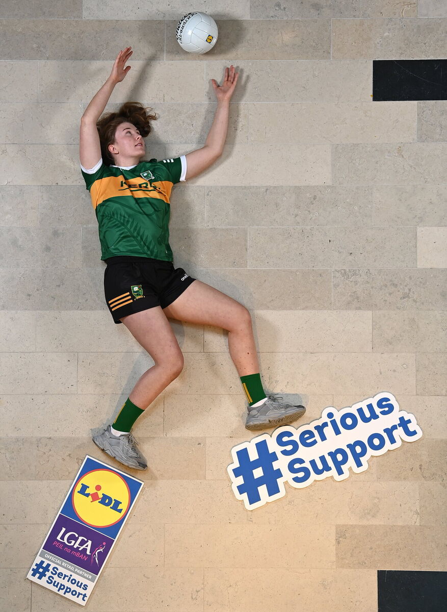 18 January 2023; Lidl ambassador Síofra O'Shea of Kerry at the launch of the 2023 Lidl Ladies National Football Leagues  Photo by David Fitzgerald/Sportsfile