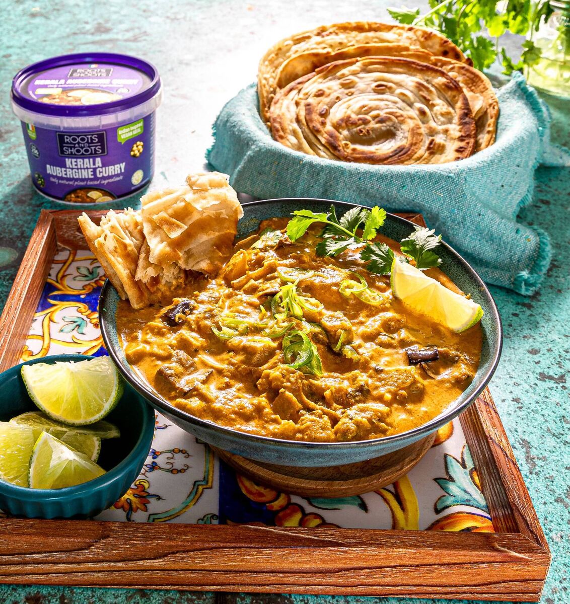Kerala Aubergine Curry from Roots and Shoots is a delicious route to lunch, €3.99 for 400g. 